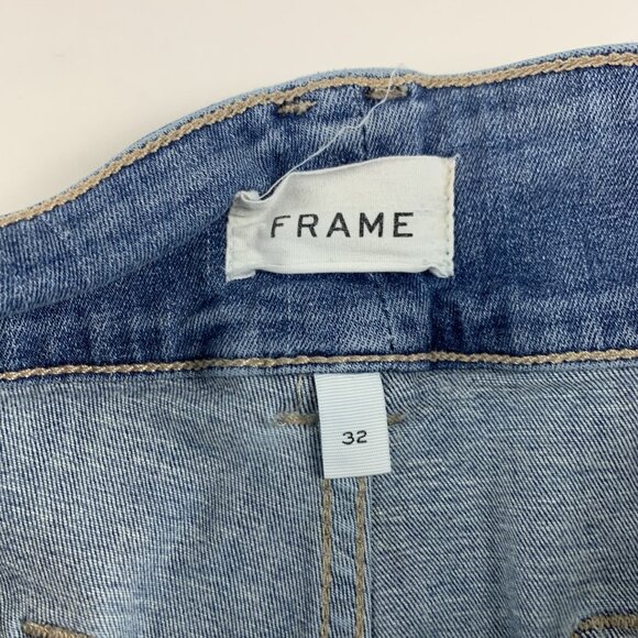 FRAME Merced Light Wash Stretch Denim Double Detail Flared Jeans 32 - Picture 3 of 7